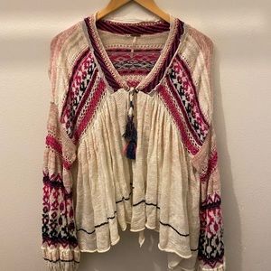 Free People Neck Tie Bohemian Sweater